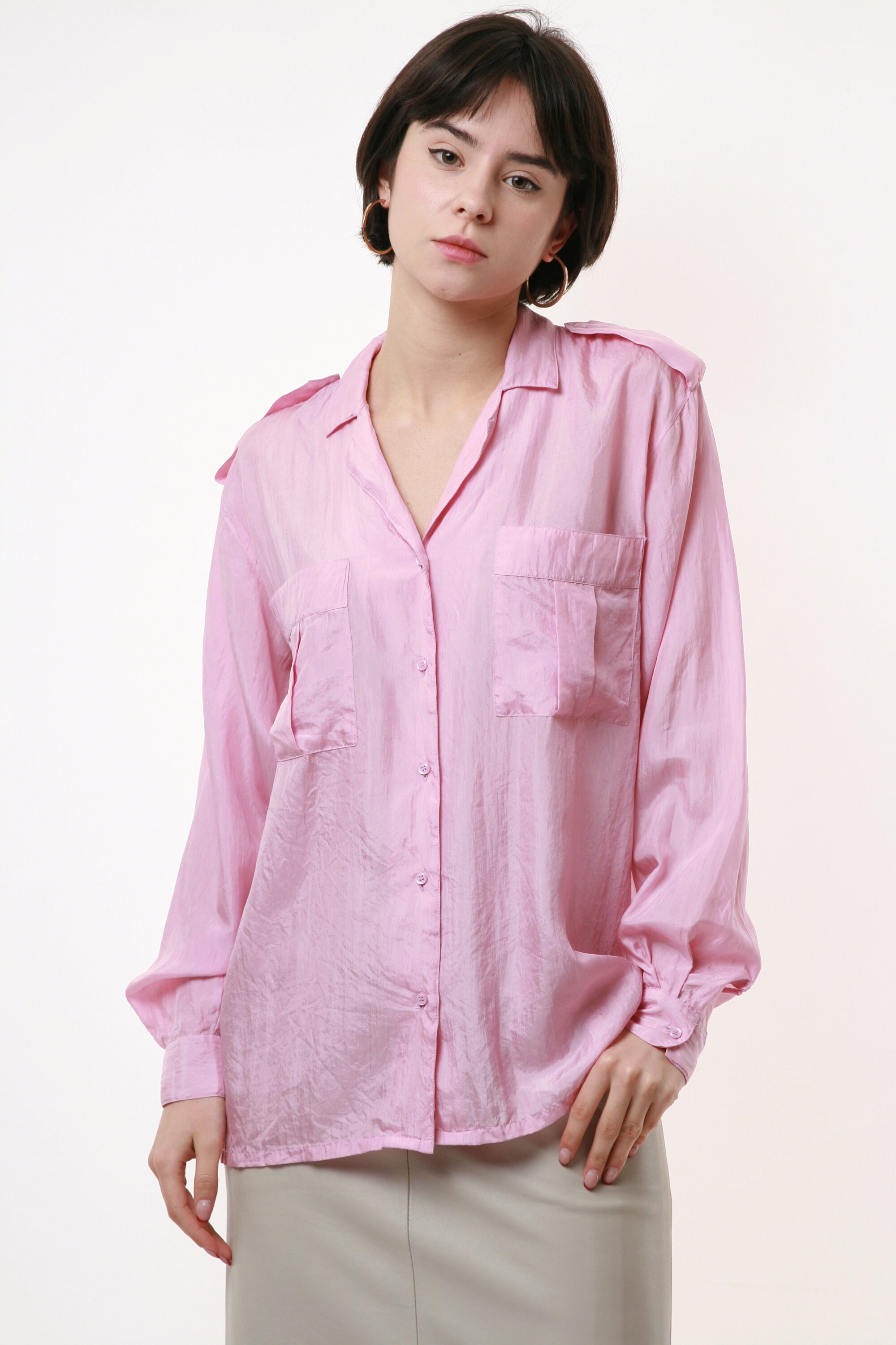 silk button up shirt women