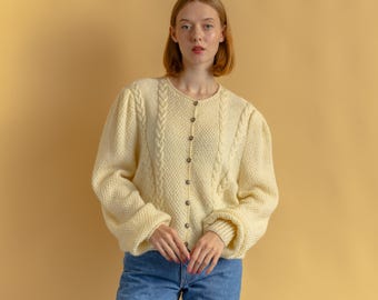 Original 1980s Tyrol Austrian/Bavarian Style Cardigan,Embroidered Folk/Cottagecore Knitwear/Jacket size Medium