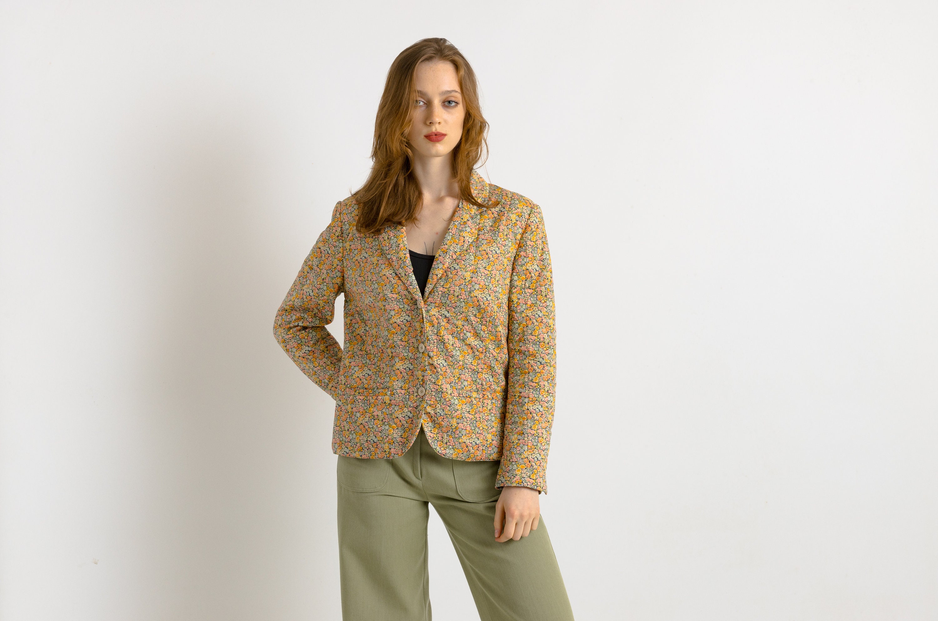 ヴィンテージ 90 年代 Bogner キルティング クロップド ボタン 