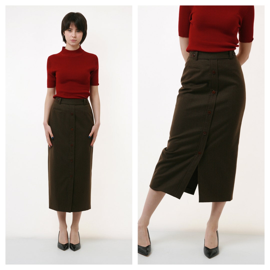 【送料&関税込】Burberry Stretch Pencil Skirt With Zip Vintage Burberry Made in USA Silk Linen Pencil Skirt Zip