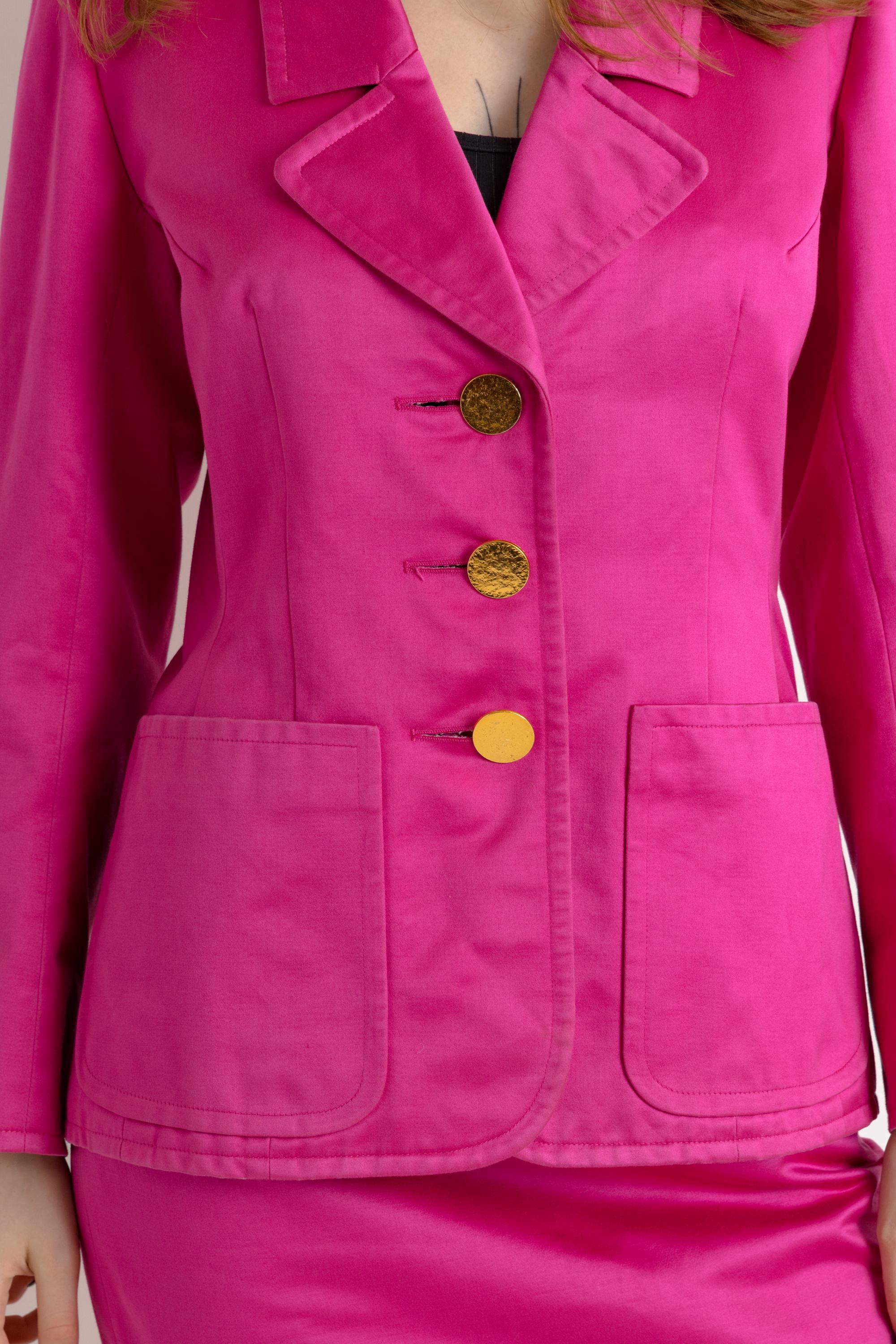 YVES SAINT LAURENT Rive Gauche Suit, 80s High Waisted Pink