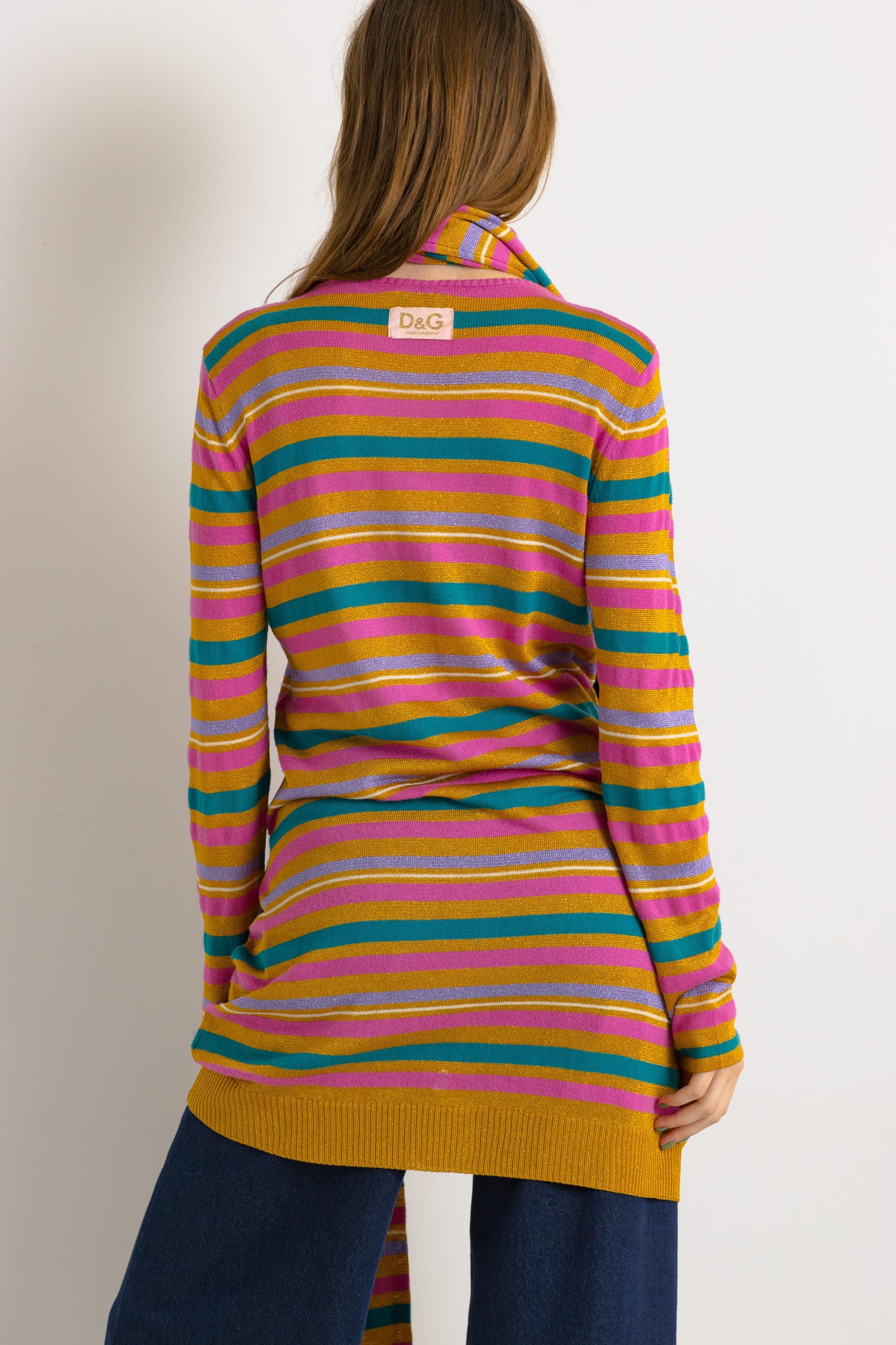 00s Vintage Preloved Y2K Dolce& Gabbana Metallic Striped Long
