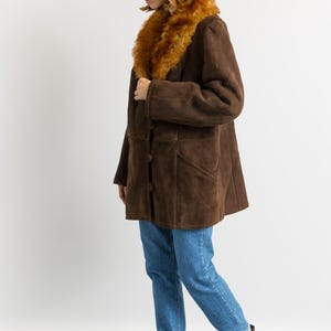 Penny Lane Suede Coat, Size XLarge Vintage Suede Coat, Womens Clothing, Winter Sherpa Coat, Brown Overcoat, 1970s Outerwear image 5