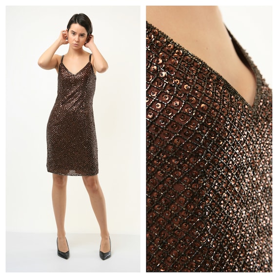 80s Vintage Woman Sequins Mini Disco Brown Dress Size S Small 3679 Vintage Woman Sequis Disco Mini Dress Vintage Y2k Mini Dress Etsy Canada