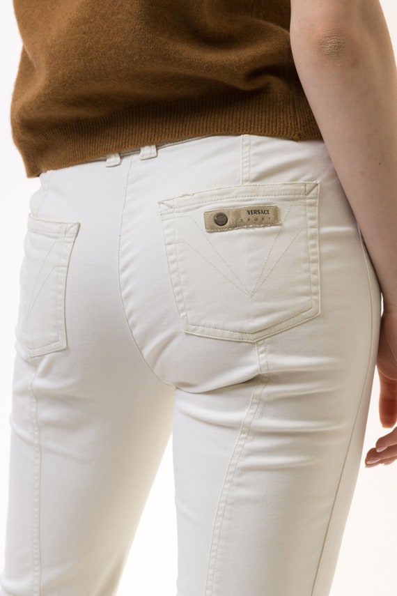 Vintage 90s Versace Sport Authentic White Pants S… - image 5