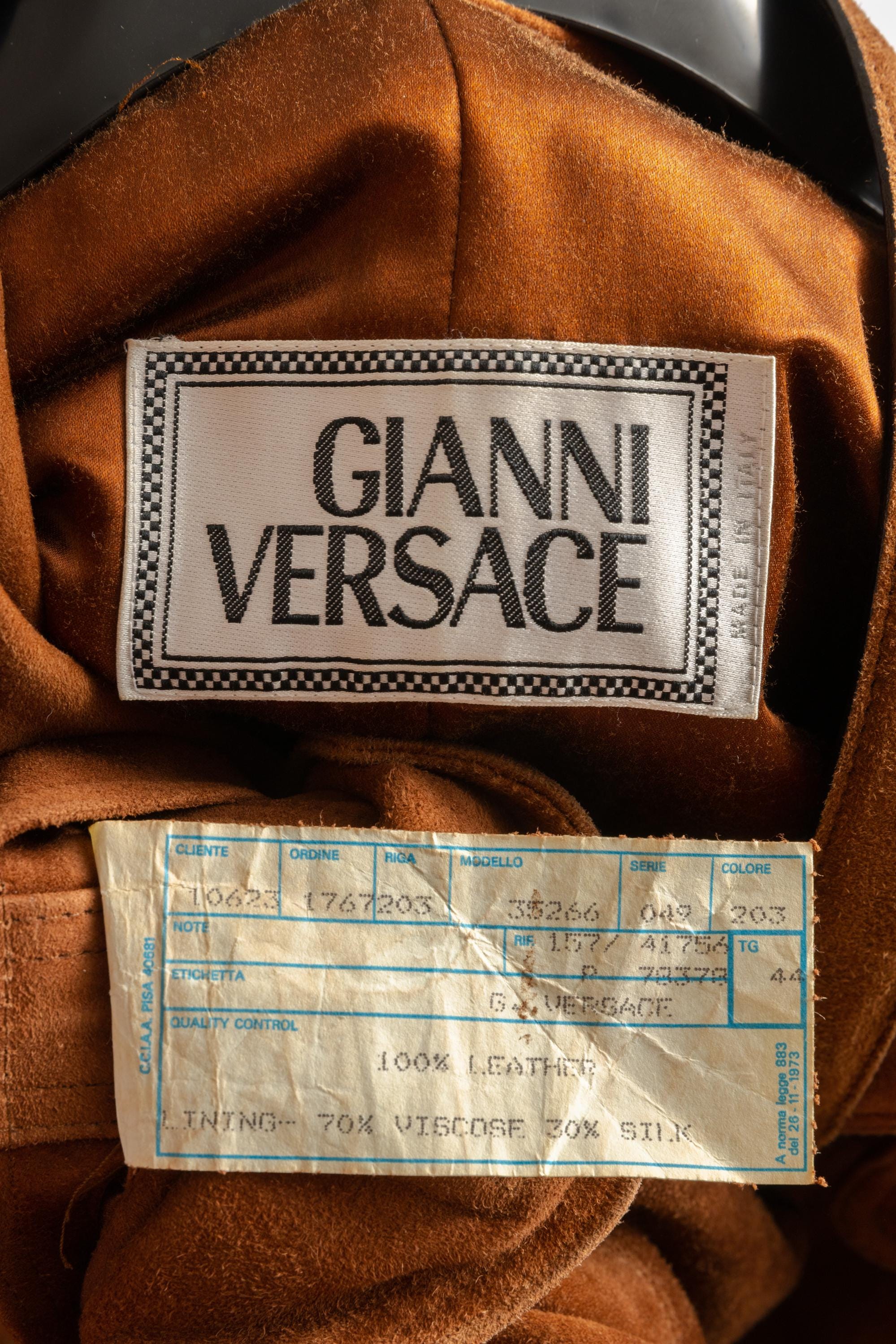 ☆Gianni Versace　ヴィンテージジャケット　シマウマ　ベロア レトロ 1980s Vintage GIANNI Versace High Fashion Long Maxi Length Suede