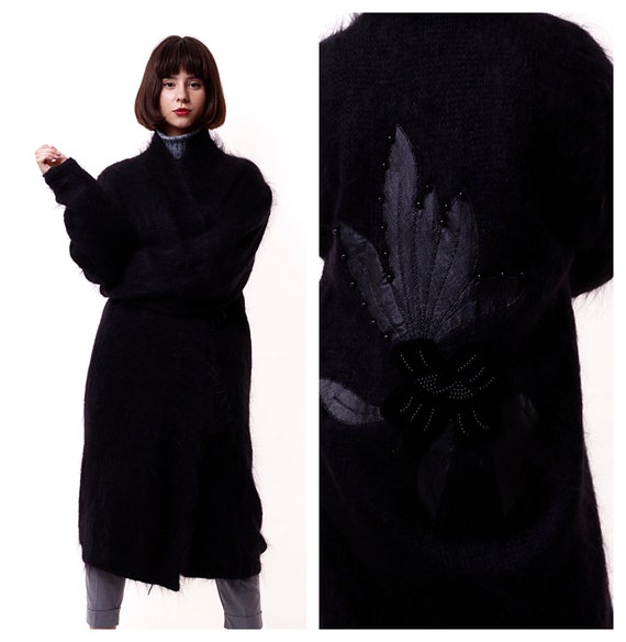 80s Vintage Mohair Wool Outwear Lined Coat Cardiga