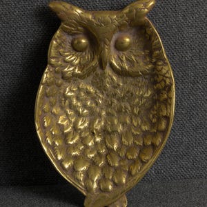 Vintage Owl Brass Plate, Hone Decor, Antique Gift Idea image 2