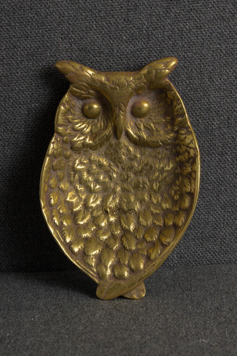 Vintage Owl Brass Plate, Hone Decor, Antique Gift Idea image 2