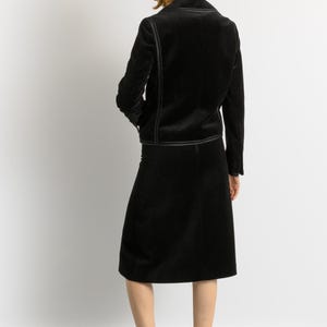 LOUIS FERAUD vintage skirt suit, vintage 1970s cotton Louis Feraud velour skirt suit, elegant black woman velour blazer suit image 6