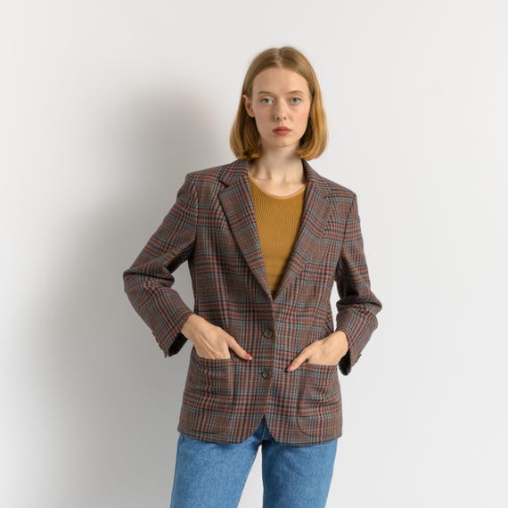 80's Old Burberry ブラウンウールジャケット 80年代ヴィンテージ バーバリー ウールブレザー 裏地付き ボタン留め