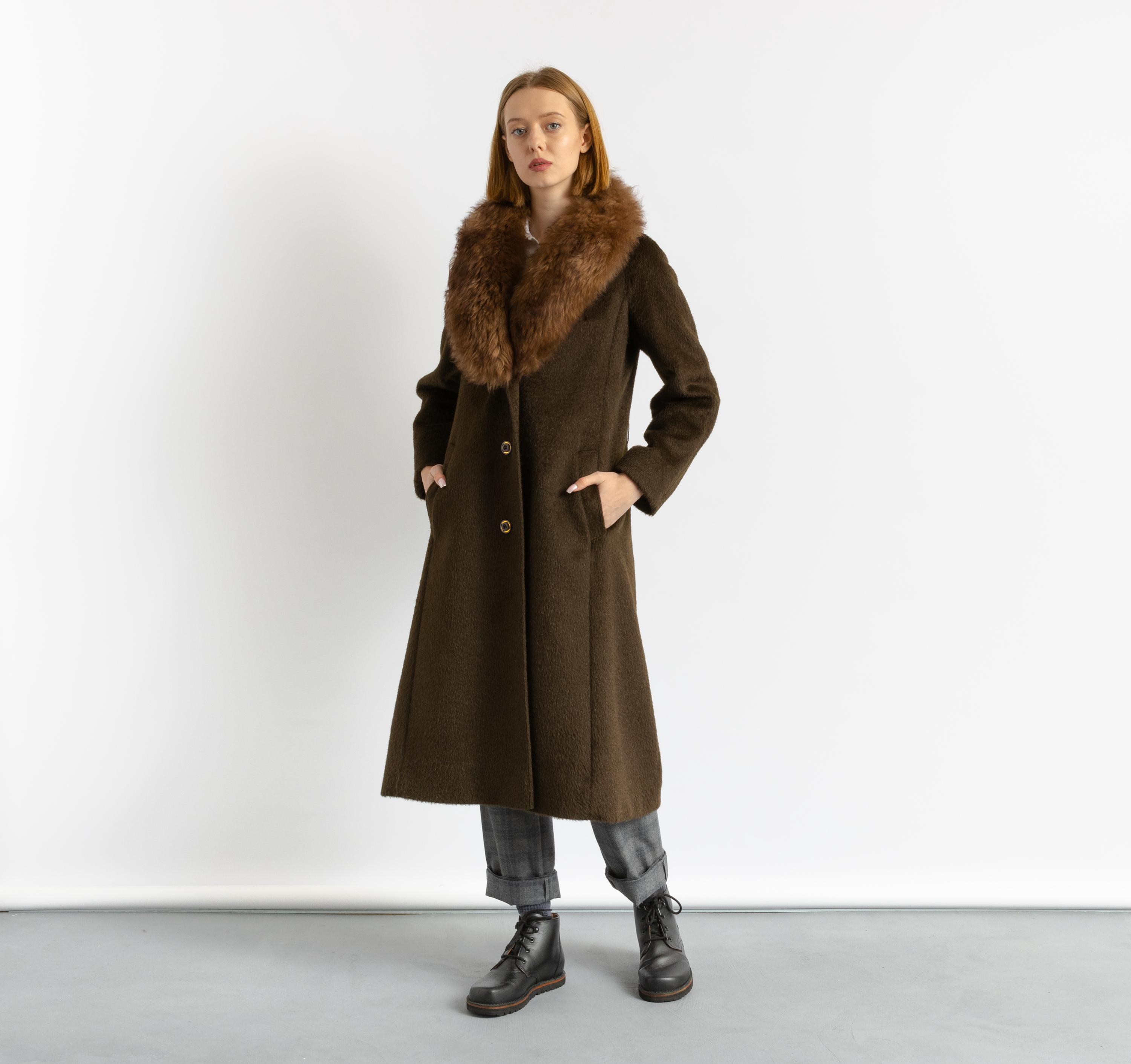 70s Preloved Womens Size Brown Wool Coat Jacket Overcoat Smart