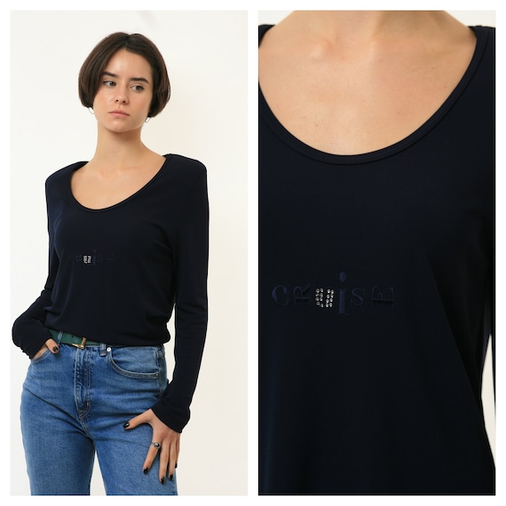 Sonia Rykiel, 80s Vintage Rare Sonia Rykiel Mesh Long Sleeve Dark Blue Navy Top size M Medium 3439/ Vintage Woman Sonia Rykiel Jumper/ Vintage Woman Top