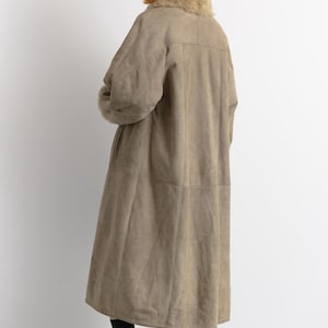 Women Suede Sheepskin Jacket Gray Vintage 80s Retro Winter Outerwear Sheepskin Western Suede Coat Women Vintage Clothing size M image 3