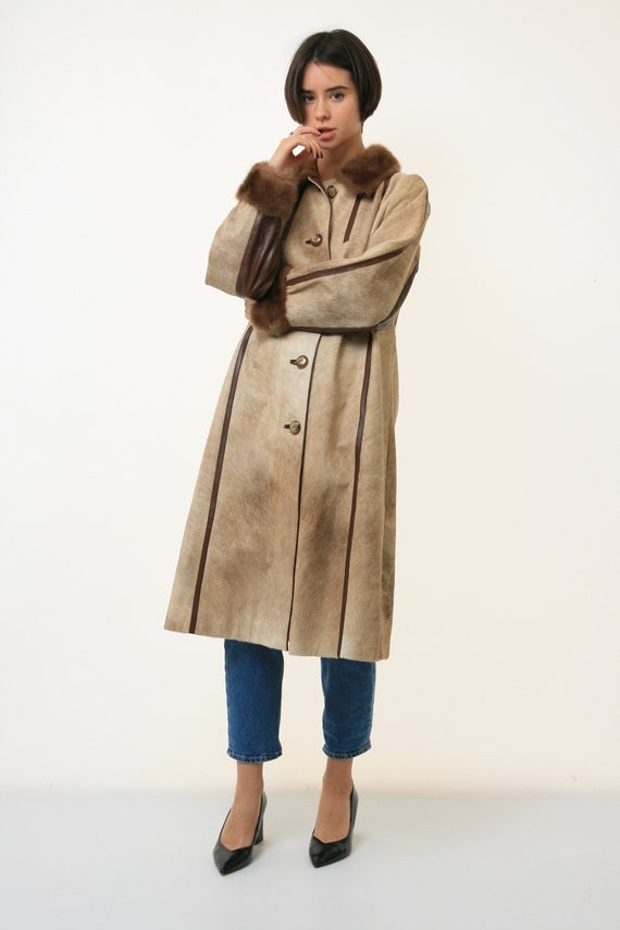 70s Vintage Rare Woman Retro Wool Long Maxi Coat … - image 6