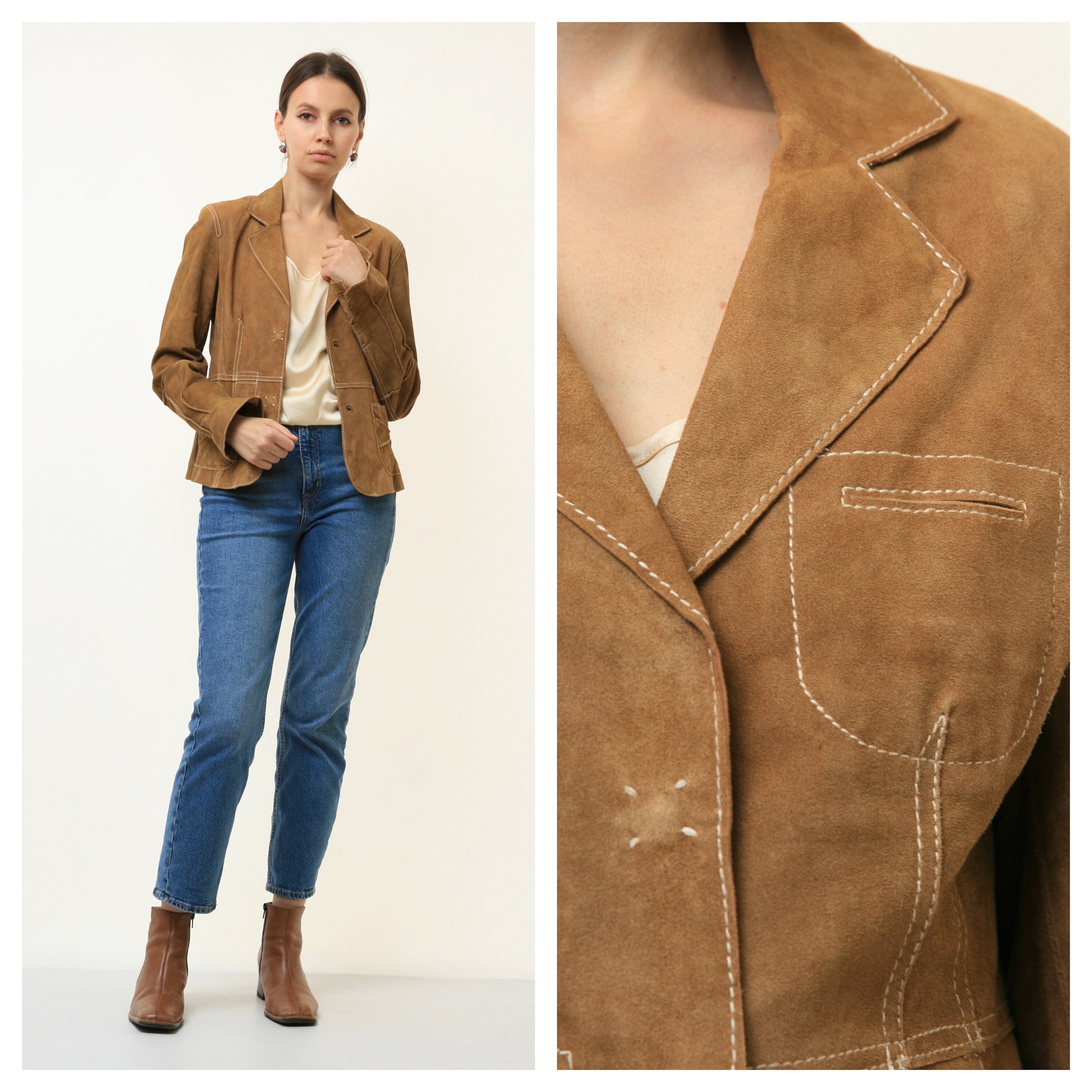 70s〜80s suede leather sports jacket Vintage 1970s Mens Jacket Suede Leather Sport Coat Size M