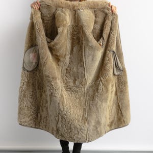 Women Suede Sheepskin Jacket Gray Vintage 80s Retro Winter Outerwear Sheepskin Western Suede Coat Women Vintage Clothing size M image 16