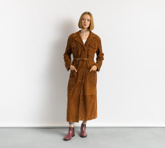 1980s Vintage GIANNI Versace High Fashion Long Maxi Length Suede