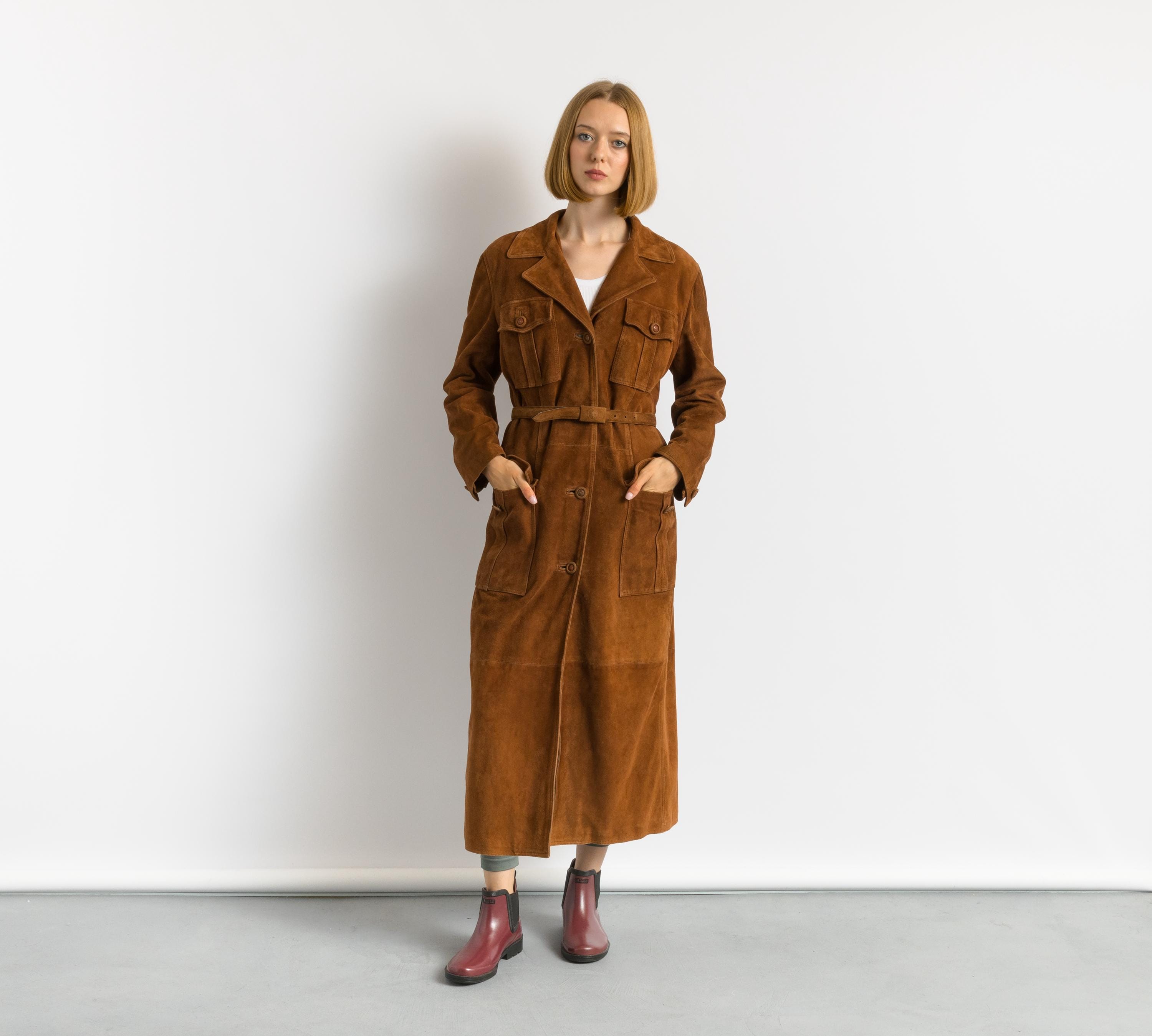 1980s Vintage GIANNI Versace High Fashion Long Maxi Length Suede