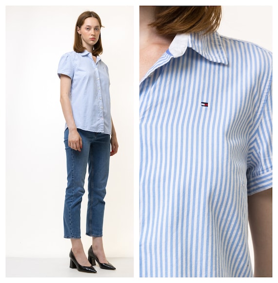 Woman Blue Striped Summer Tommy Hilfiger Shirt Blouse Size Medium Etsy Canada