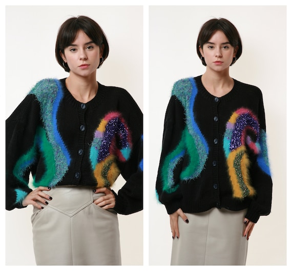 80s Vintage Wool Mohair Partry Overiszed Jumper Sw