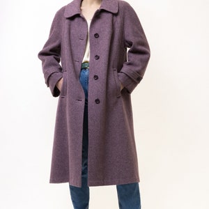 80s Woman Lambswool Purple Coat Women Vintage 80s fall coat long wool coat outerwear maxi winter coat vintage clothing size Medium image 2