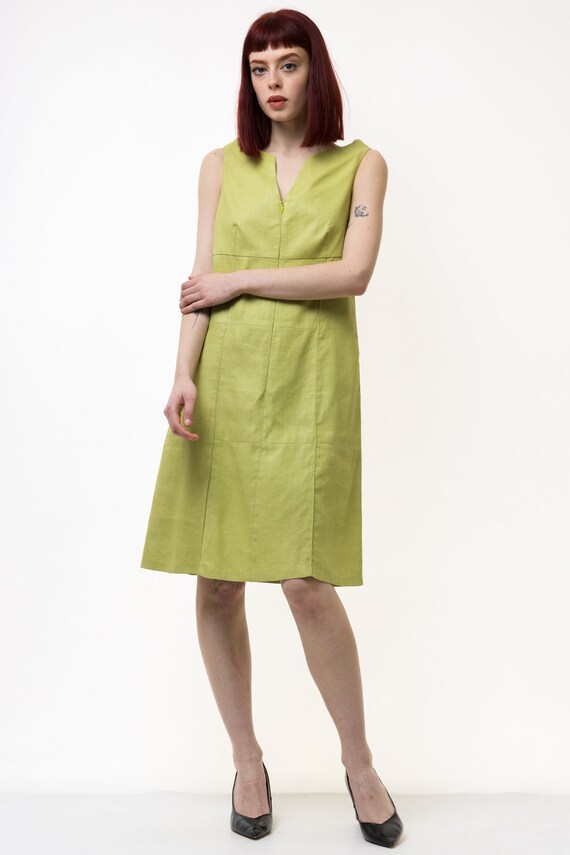 True Vintage 1990s Linen Midi Green Dress by Kenzo Casual Streetwear Backless Summer Minimalist size S/M True Vintage 1990s Linen Midi Green Dress by Kenzo Casual Streetwear Backless Summer Minimalist size S/M