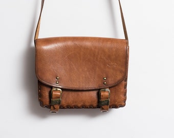 70s Vintage Leather Satchel Brown Bag / 70s Vintage Leather Hand Bag Womans Bag Real Echt Leder Crossbody Shoulder Bag 02 Girfriend Gift