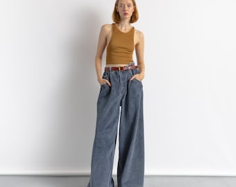 90s Vintage Jean Paul Gaultier Gray Corduroy Trousers Unisex Woman 31 size Fits S M L XL