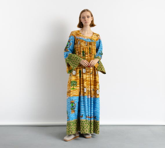 boho maxi dress off shoulder Blue Zone Planet Color:COASTAL Comfy dress Mermaid Style Fabric Navy Blue Floral Ruffle