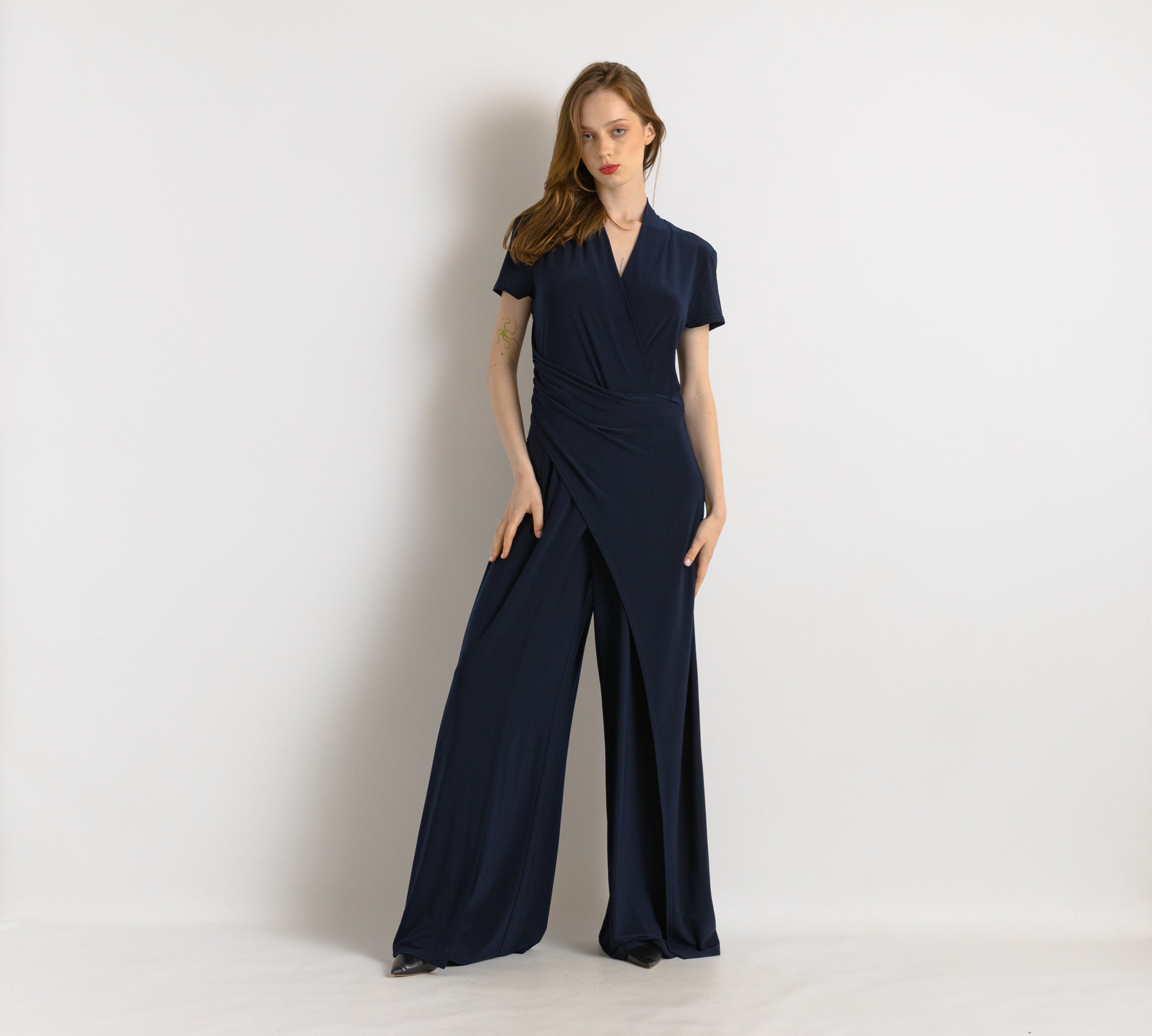 90s Vintage Joseph Ribkoff Woman Wide Legs Summer Jumpsuit Fits