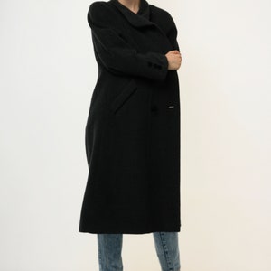 70s Vintage Vtg Rare Wool and Mohair Long Sleeve Dark Grey Midi Buttons Up Long Style Coat 3070 Girlfriend Gift image 3