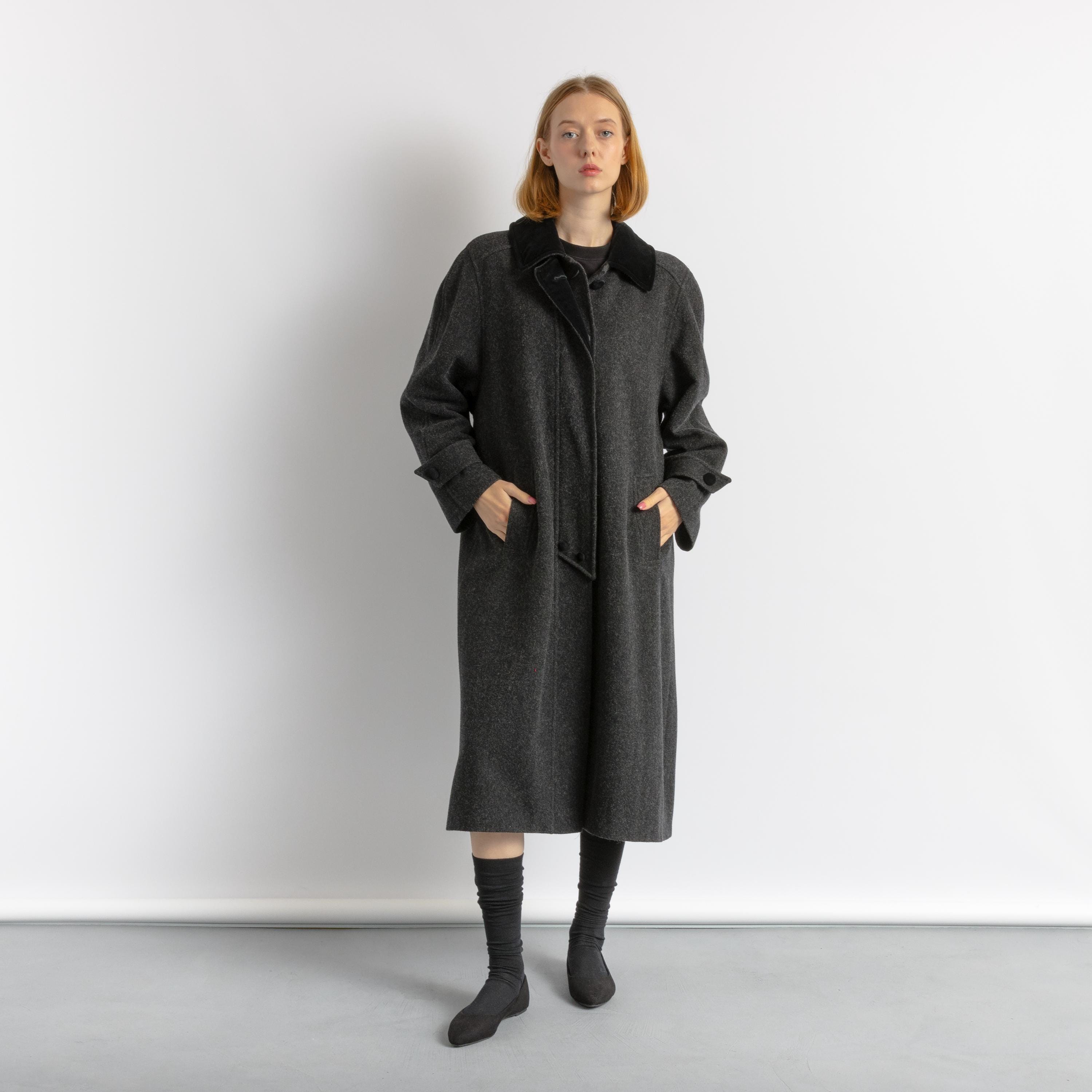 80年代の女性用ラムウールコート、レディースヴィンテージ80年代冬用