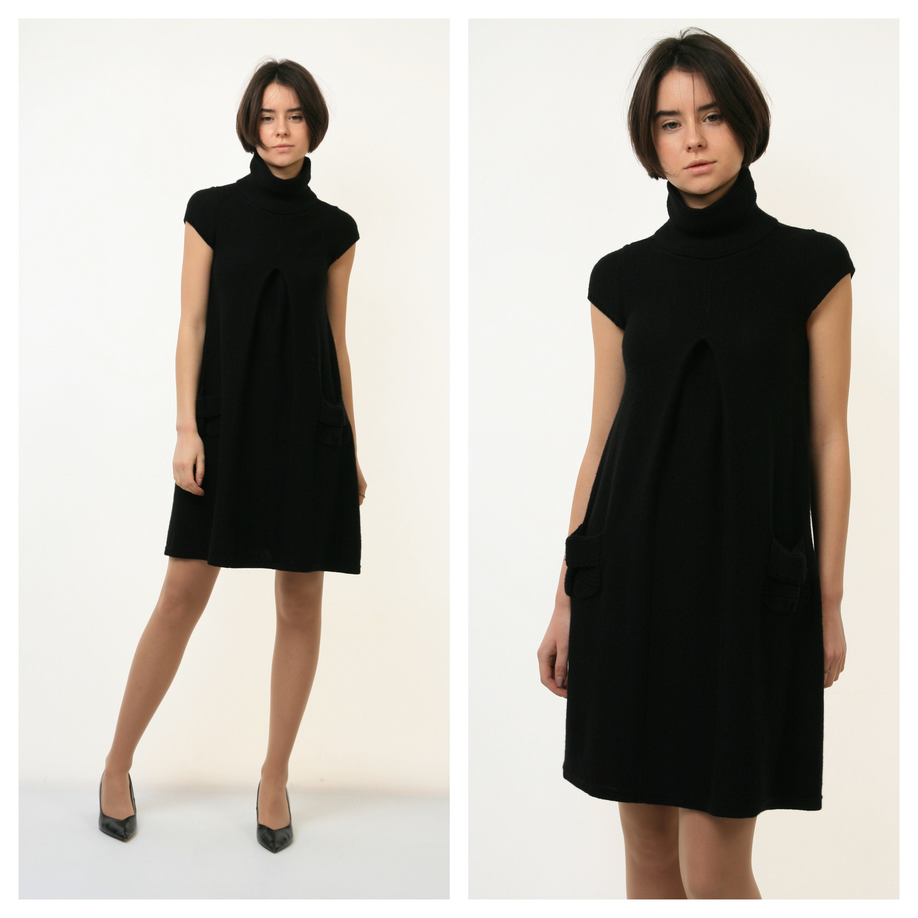 Felted Wool Knit Mini Dress - For Women