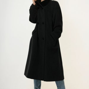 70s Vintage Vtg Rare Wool and Mohair Long Sleeve Dark Grey Midi Buttons Up Long Style Coat 3070 Girlfriend Gift image 7