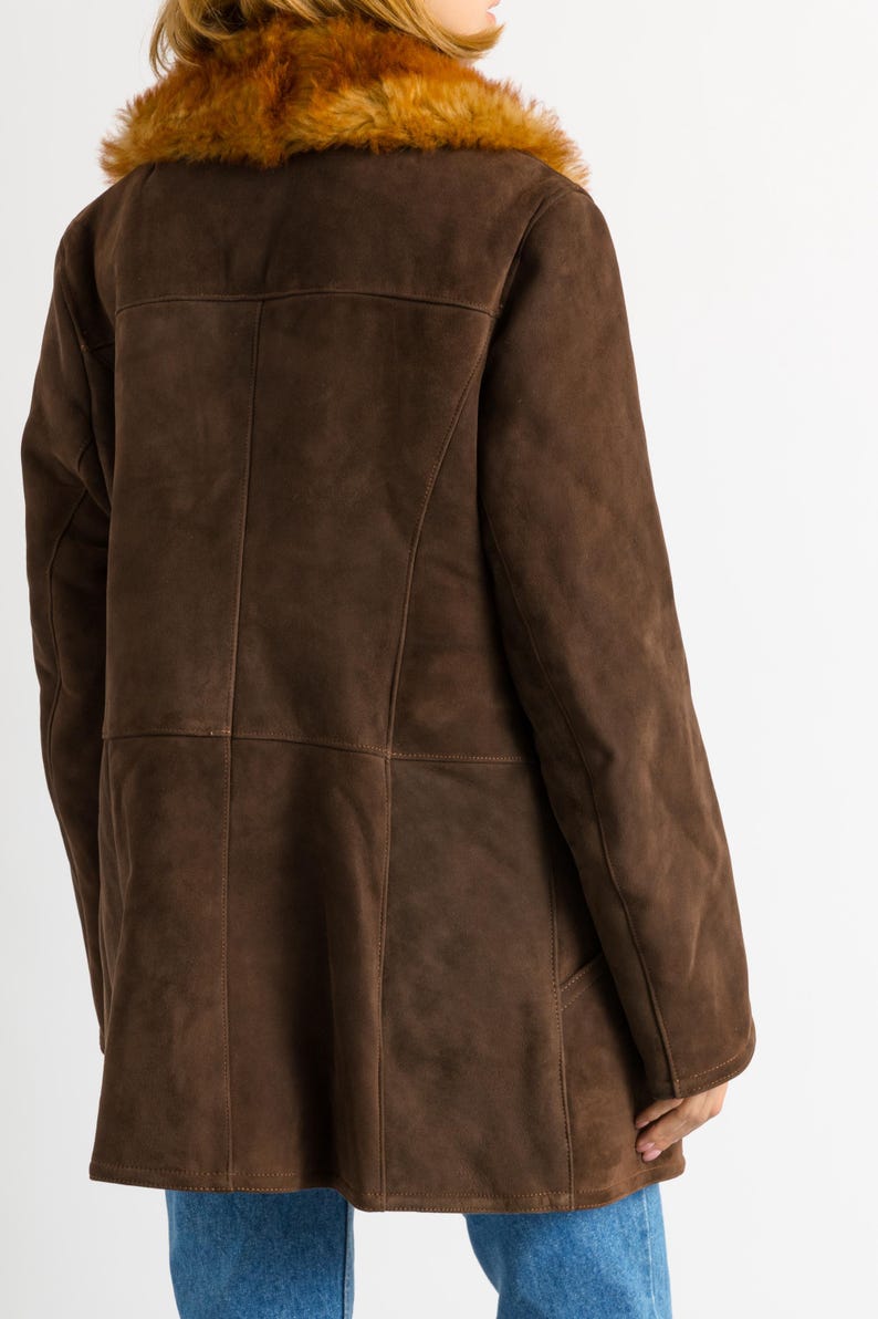 Penny Lane Suede Coat, Size XLarge Vintage Suede Coat, Womens Clothing, Winter Sherpa Coat, Brown Overcoat, 1970s Outerwear image 7