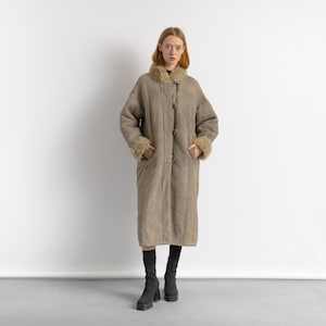 Women Suede Sheepskin Jacket Gray Vintage 80s Retro Winter Outerwear Sheepskin Western Suede Coat Women Vintage Clothing size M image 1