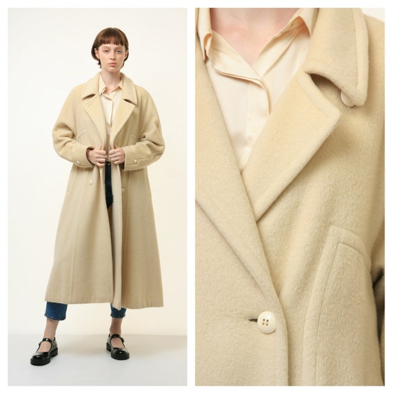 Annees 80 Femme Lambswool Mohair Manteau Blanc Femmes vintage 80s manteau dhiver manteau long laine vetements dexterieur maxi manteau dhiver vetements vintage taille Medium Etsy Canada