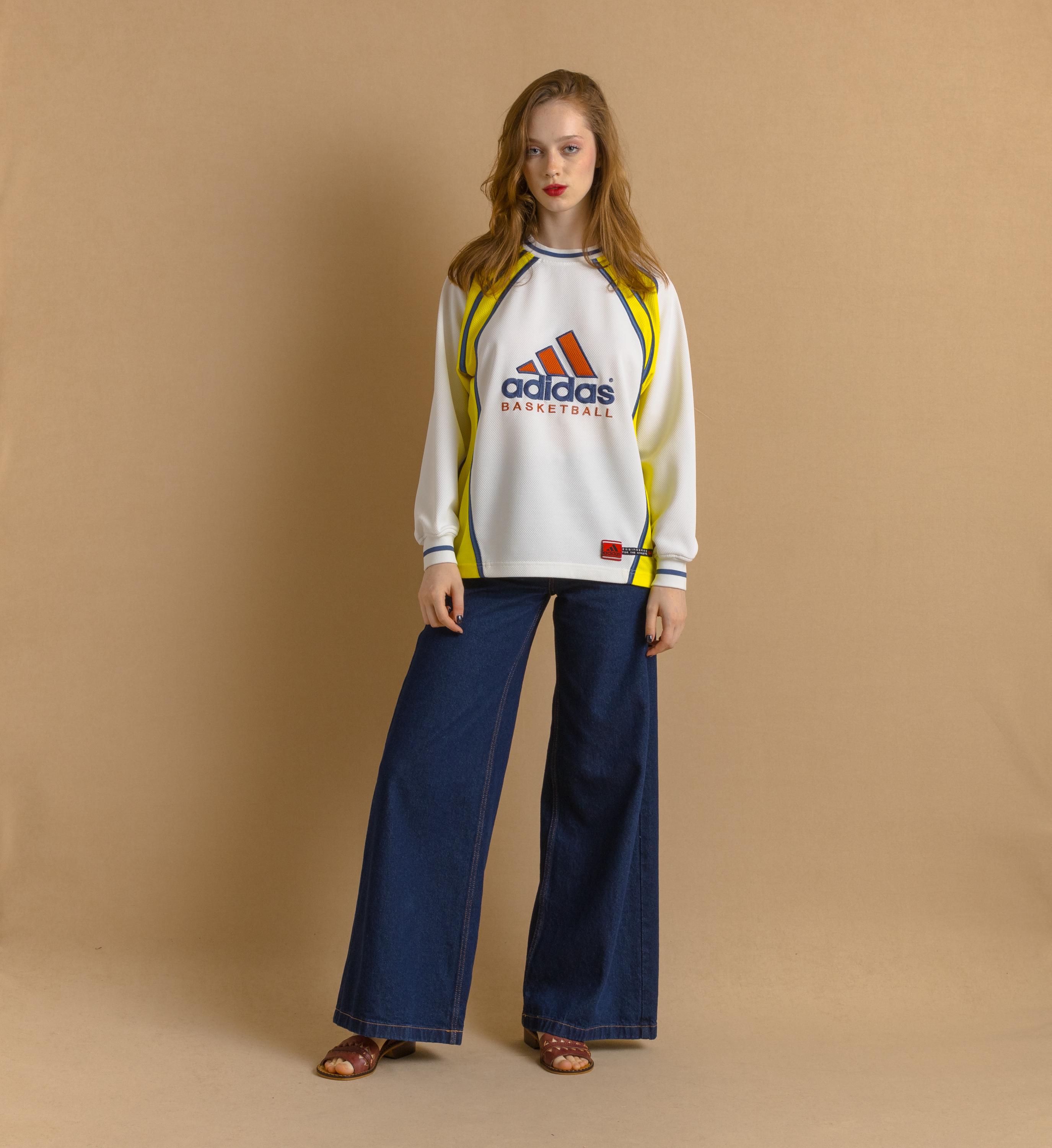 Vintage Adidas Big Logo Sweatshirt Men's Size XS Yellow Retro