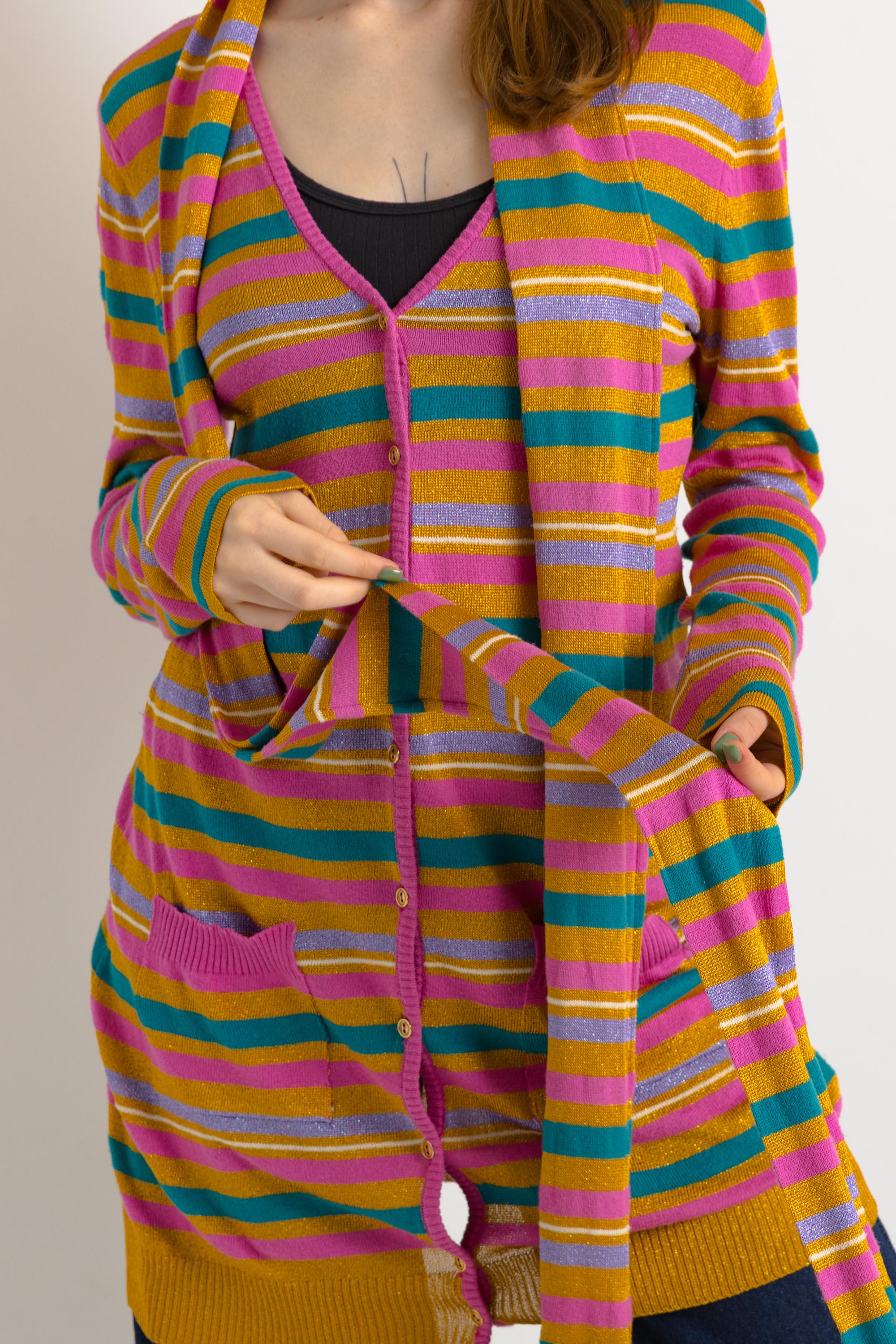 00s Vintage Preloved Y2K Dolce& Gabbana Metallic Striped Long