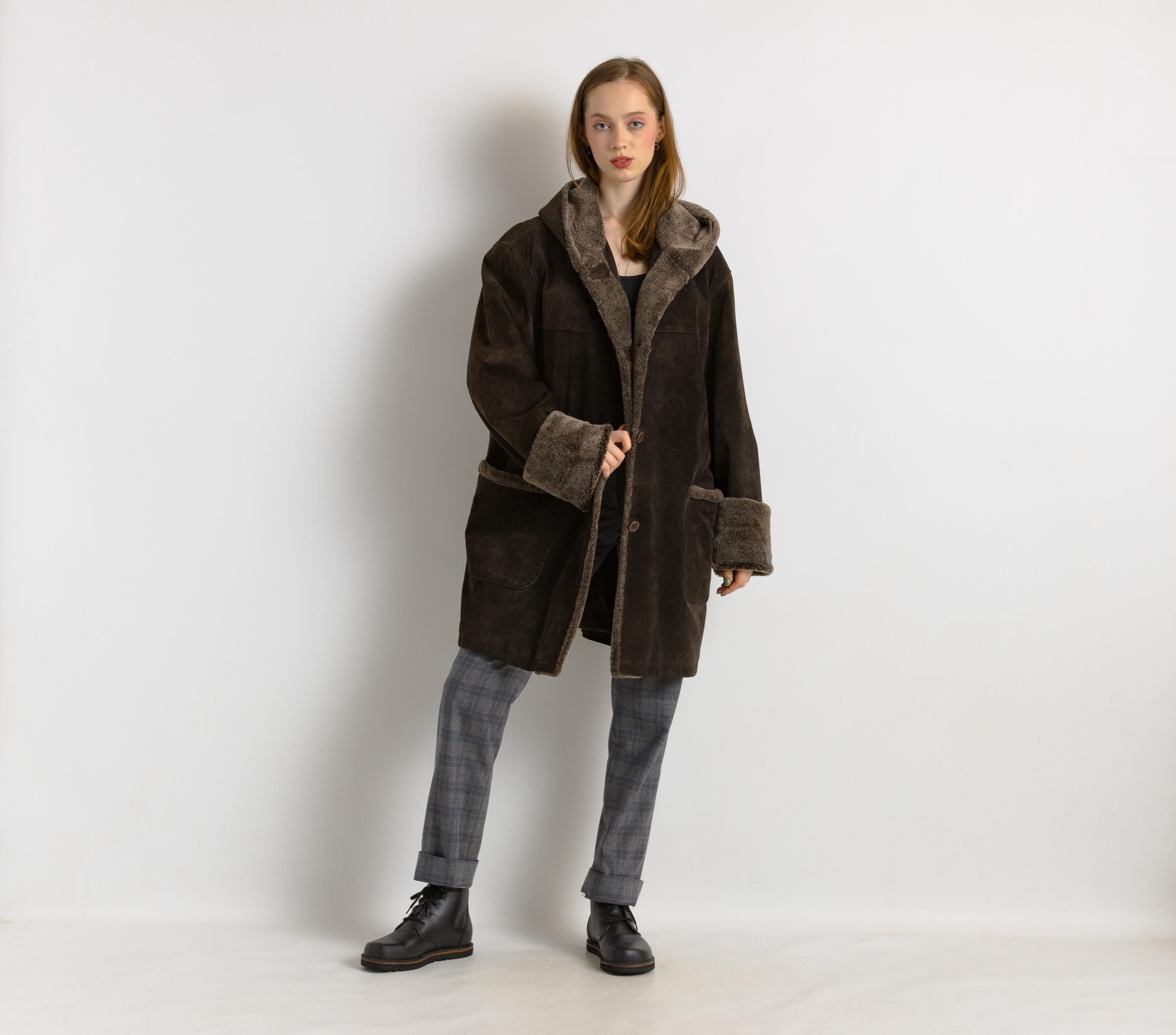 Buy Gray Leather Coat Vintage 80