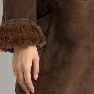 Penny Lane Suede Coat, Size XLarge Vintage Suede Coat, Womens Clothing, Winter Sherpa Coat, Brown Overcoat, 1970s Outerwear image 13