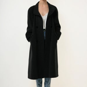 70s Vintage Vtg Rare Wool and Mohair Long Sleeve Dark Grey Midi Buttons Up Long Style Coat 3070 Girlfriend Gift image 2