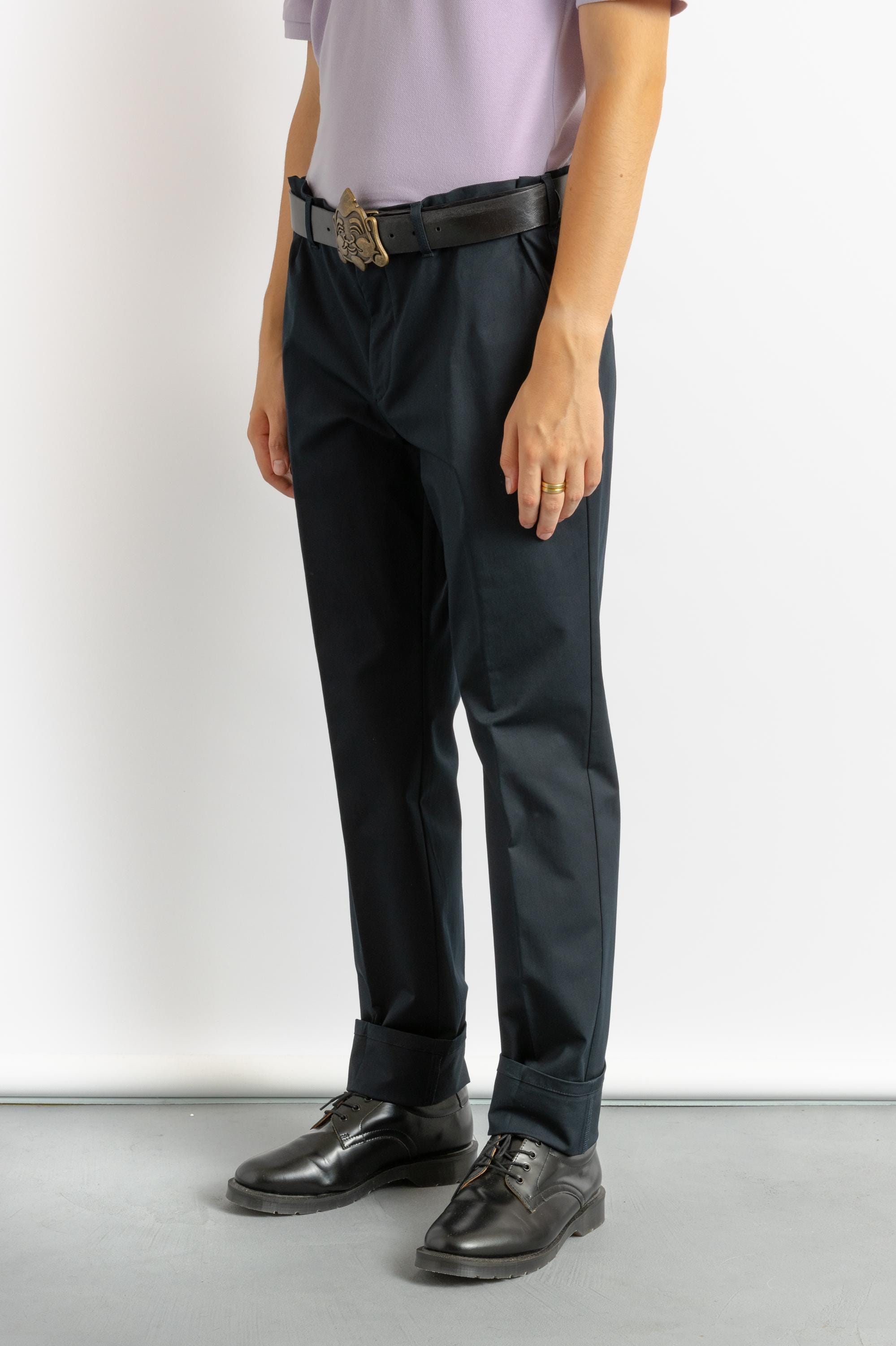 PRADA チノパン ネイビー サイズ48 00s Preowned Man Prada Chino Classic Fit Medium Waist Tailored