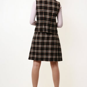 80s vintage Check Wool Suit Vest and Skirt 2002 image 4