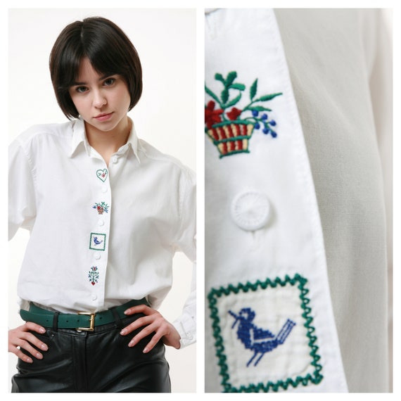80s Vintage Austrian Traditional Bavarian Cotton B