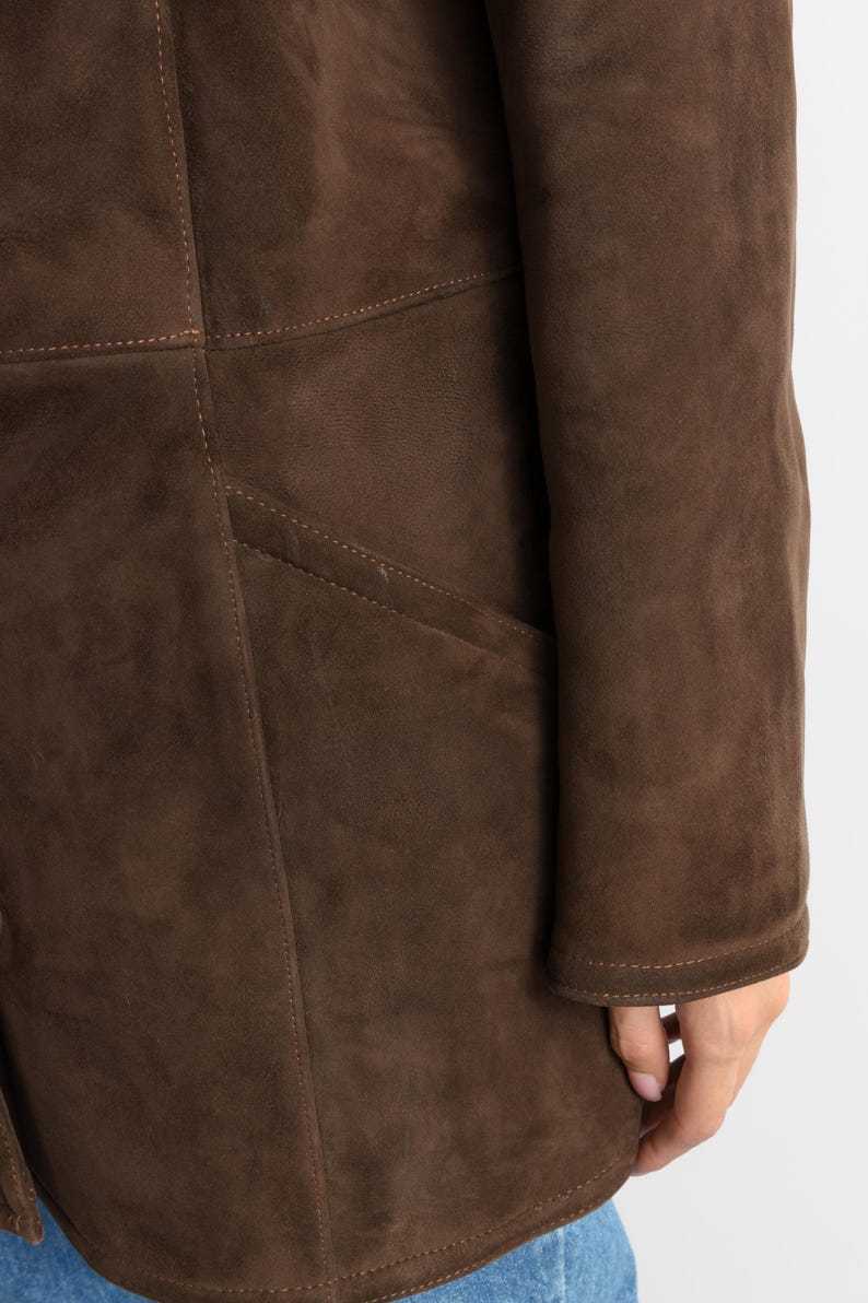 Penny Lane Suede Coat, Size XLarge Vintage Suede Coat, Womens Clothing, Winter Sherpa Coat, Brown Overcoat, 1970s Outerwear image 15