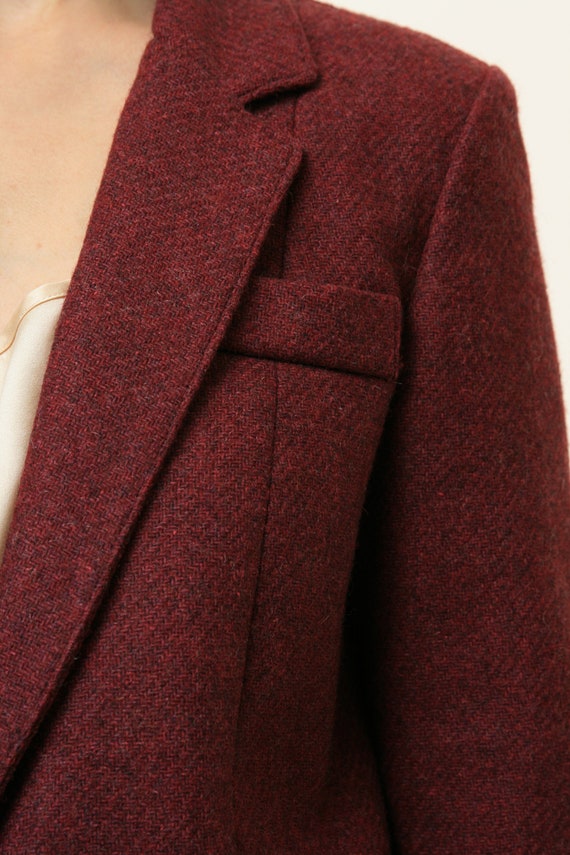 60’s Wool Burgundy Blazer Vintage Boucle Textured… - image 7