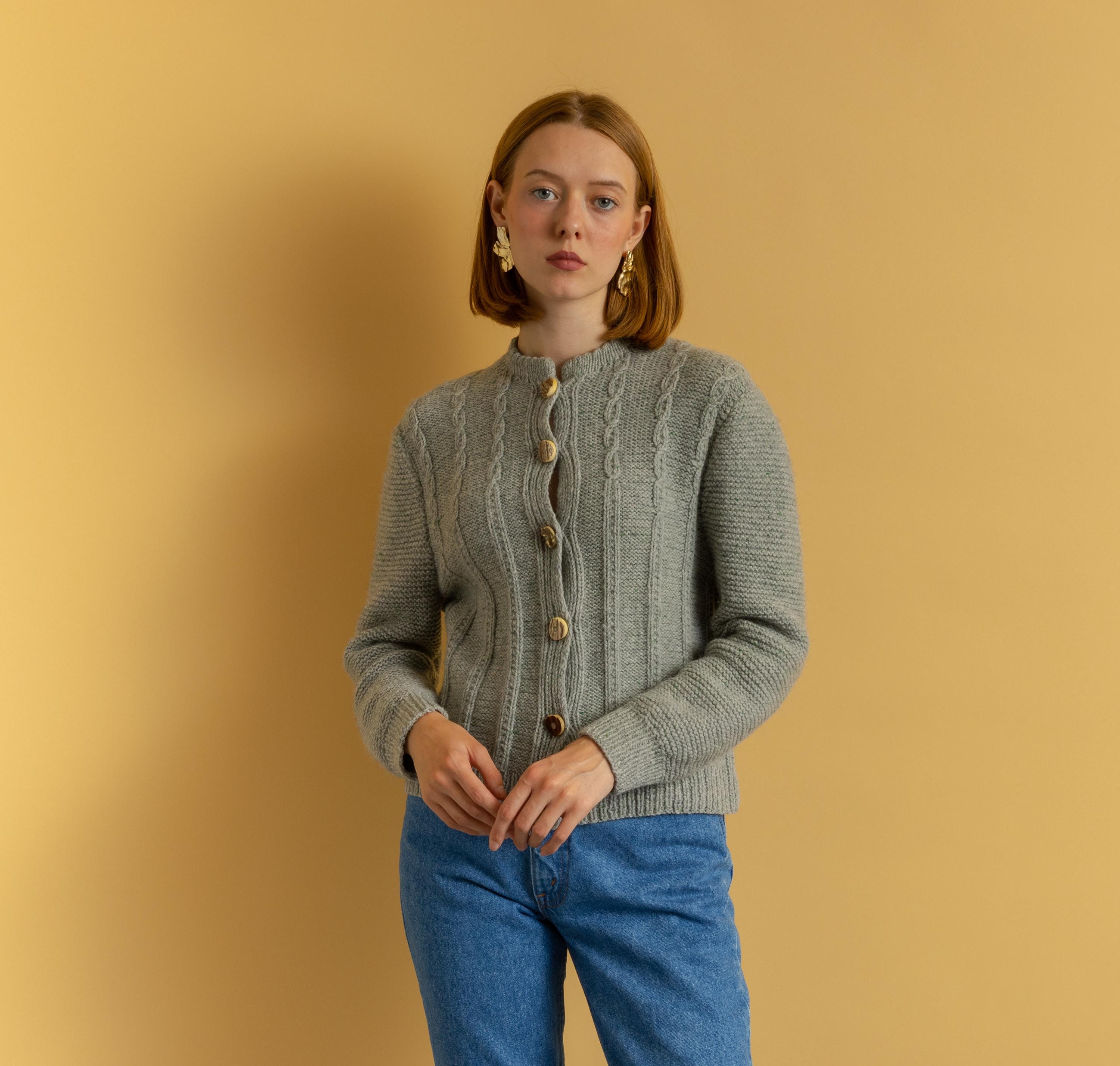 Original 1980s Hand Knit Made in Germany/bavarian Style Cardigan 