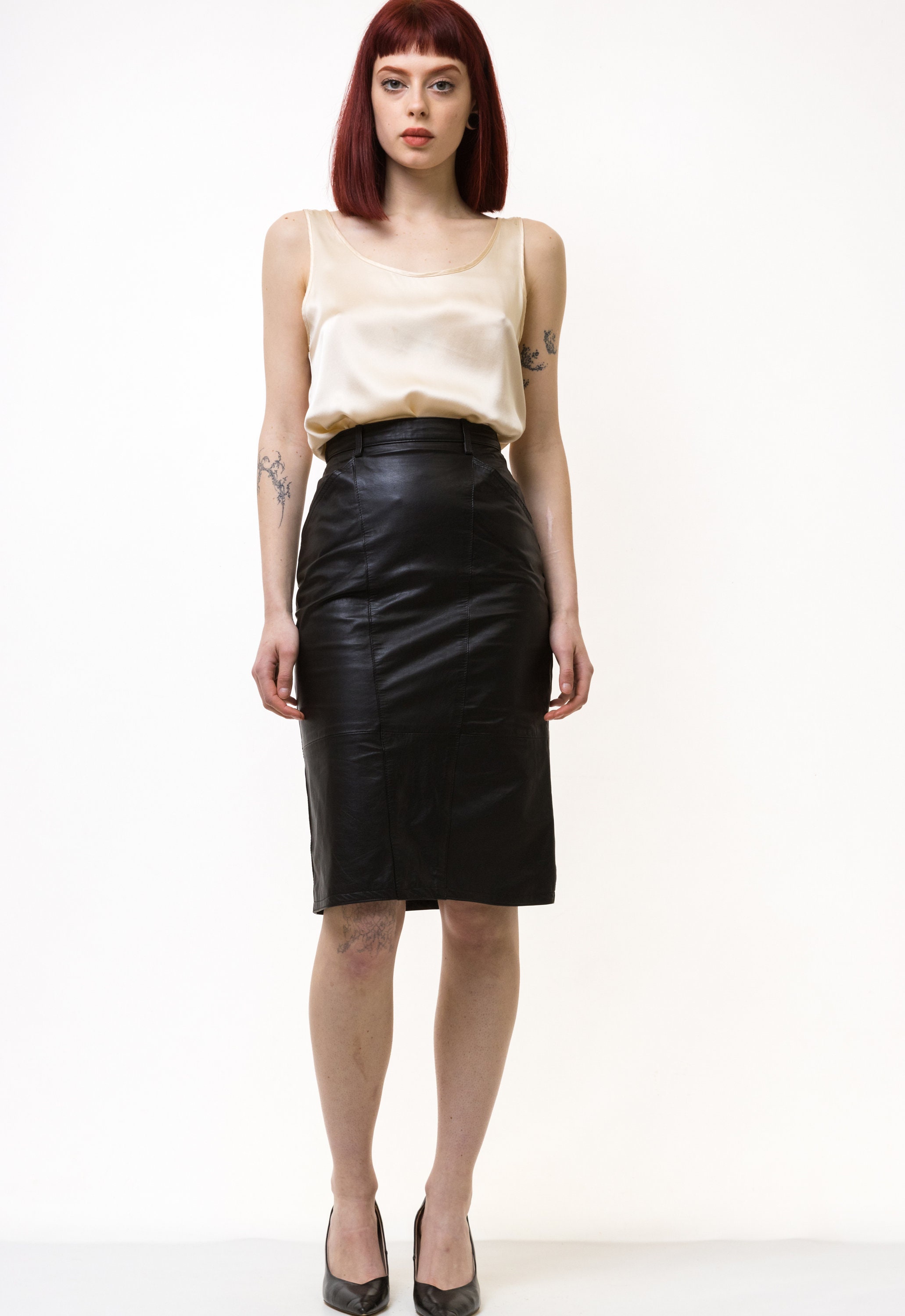 Jupe Crayon Midi Rayée Noire – Taille 14 – George – Neuve Avec étiquette